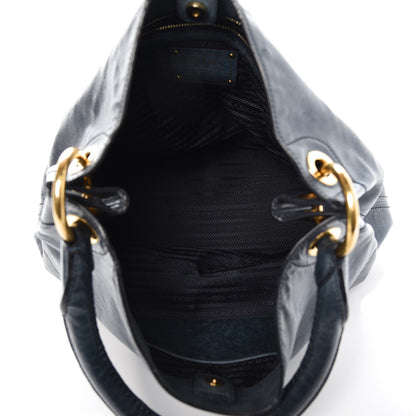 Prada Vitello Shine Hobo Denim 5 of 12