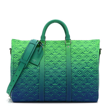 Louis Vuitton Taurillon Illusion Keepall Tote Bleu Vert 1 of 10