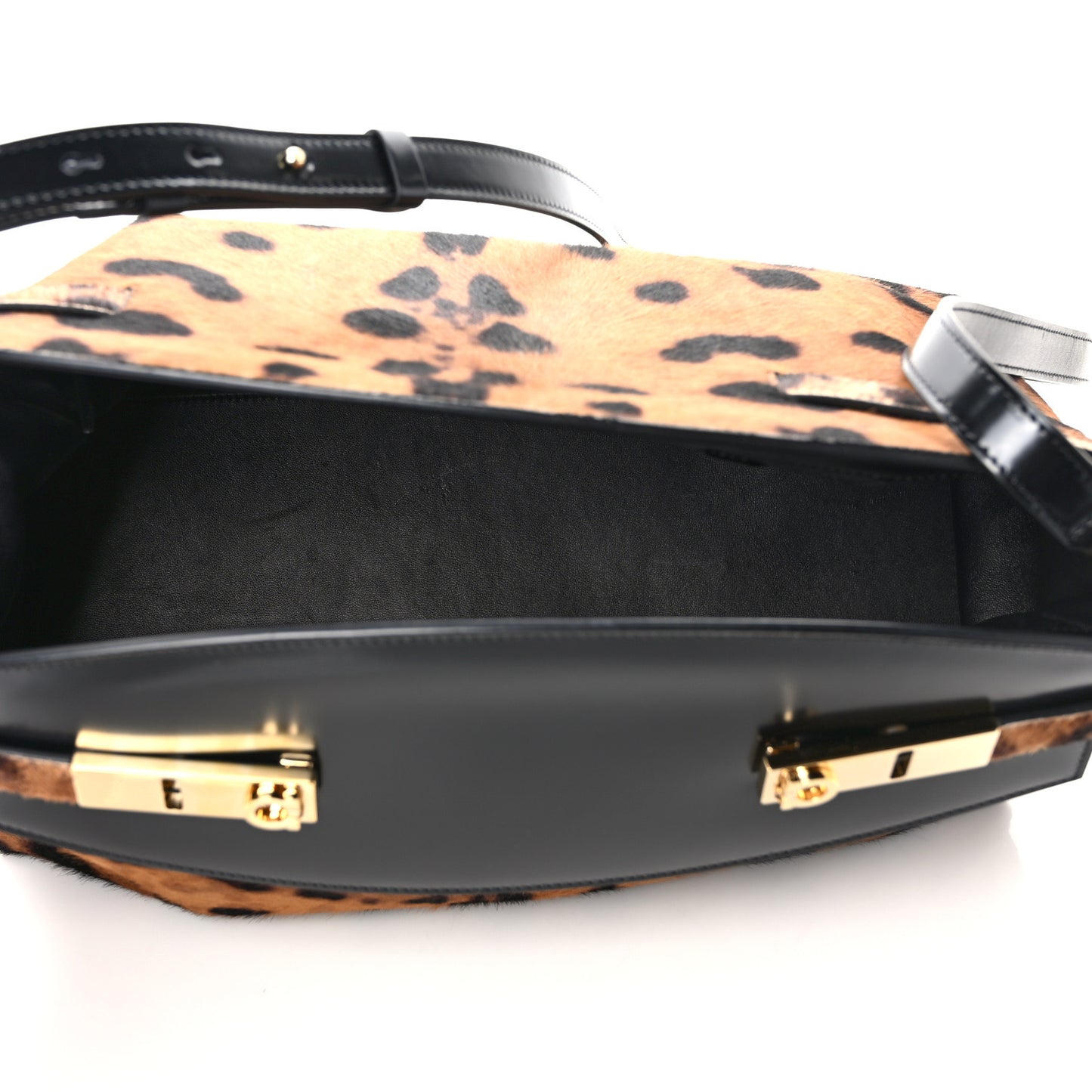 Calfskin Pony Hair Hug Shoulder Bag Beige Testo Di Moro Black