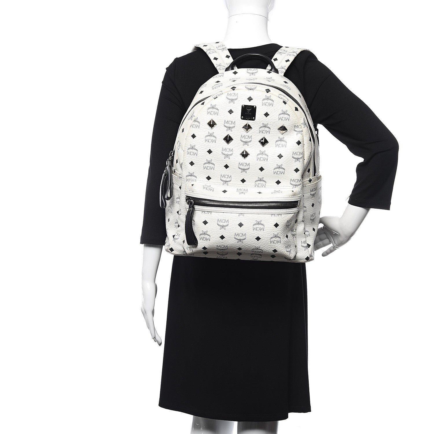 MCM Visetos Medium Studded Stark Backpack White 2 of 18