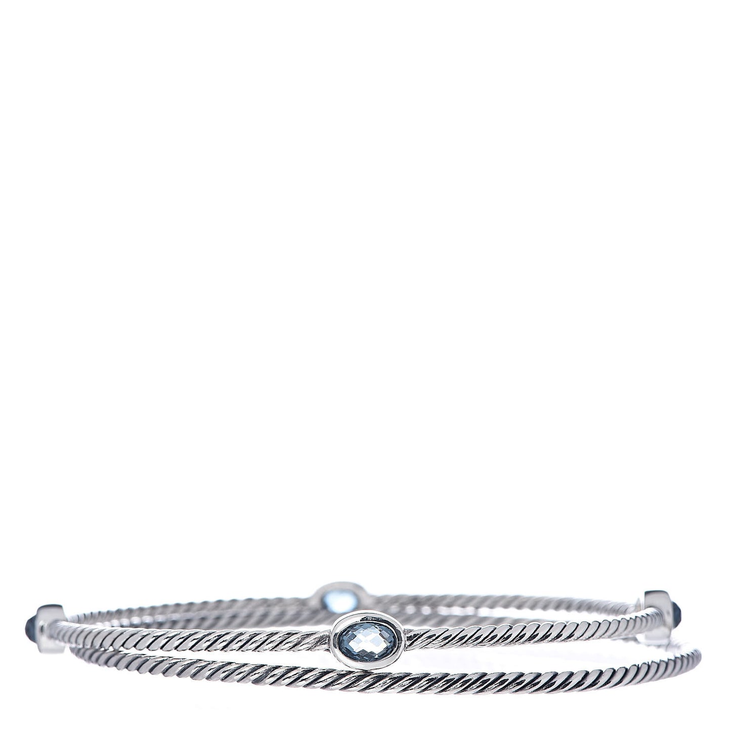 Sterling Silver Hampton Blue Topaz Color Classics Bangle Bracelet Set of 2
