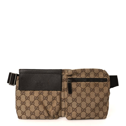 Gucci GG Monogram Double Pocket Belt Bag Dark Brown 1 of 9