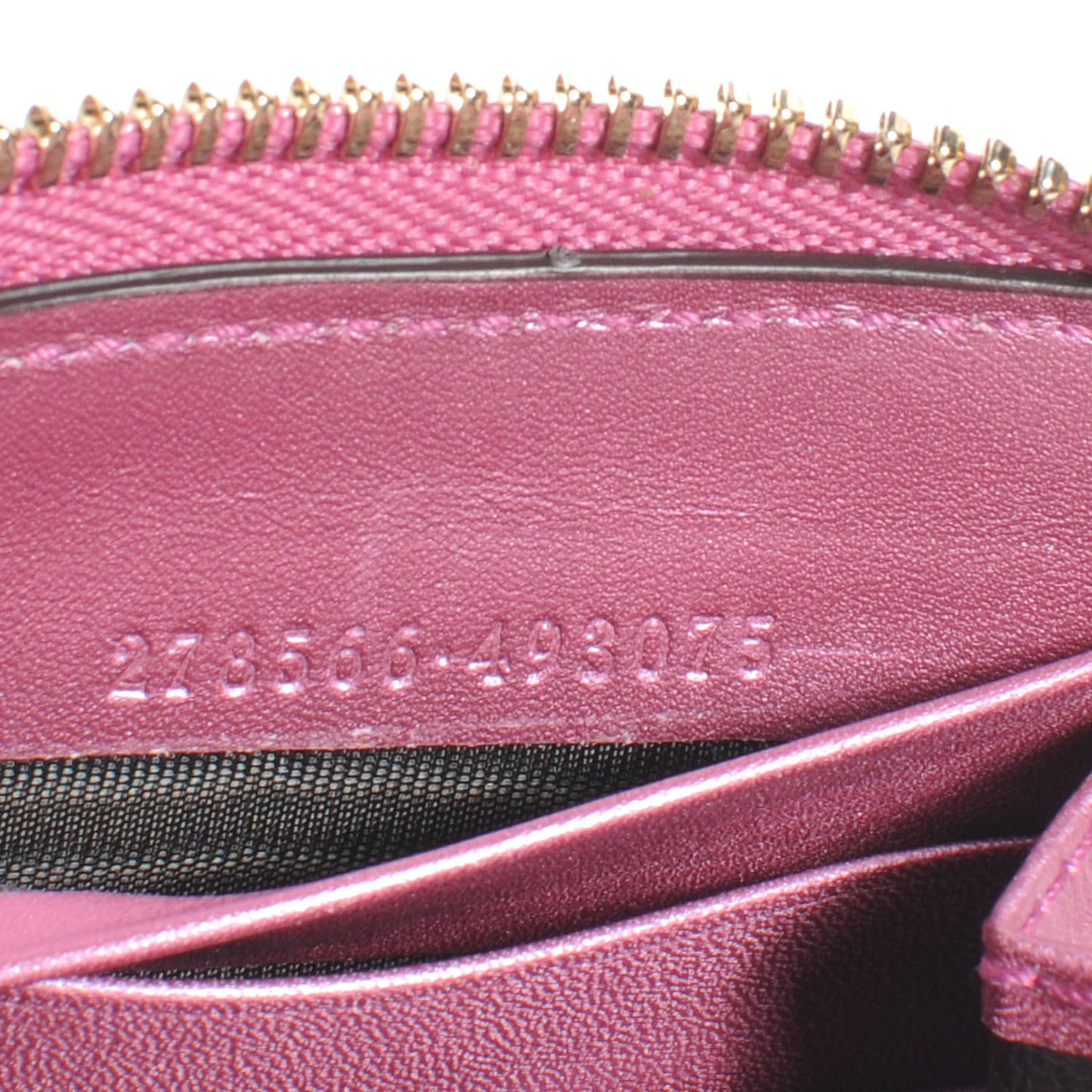 Metallic Soft Guccissima Heart Zip Around Wallet Fresia Rose