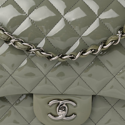 Chanel Patent Quilted Jumbo Double Flap Light Green 8 of 11