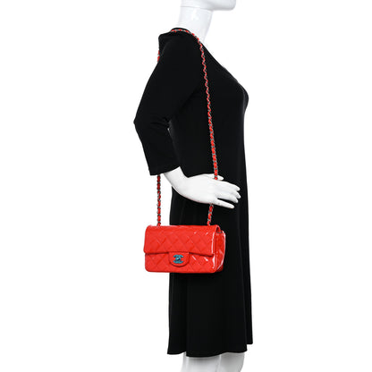 Chanel Patent Calfskin Quilted Mini Rectangular Flap Red 2 of 11