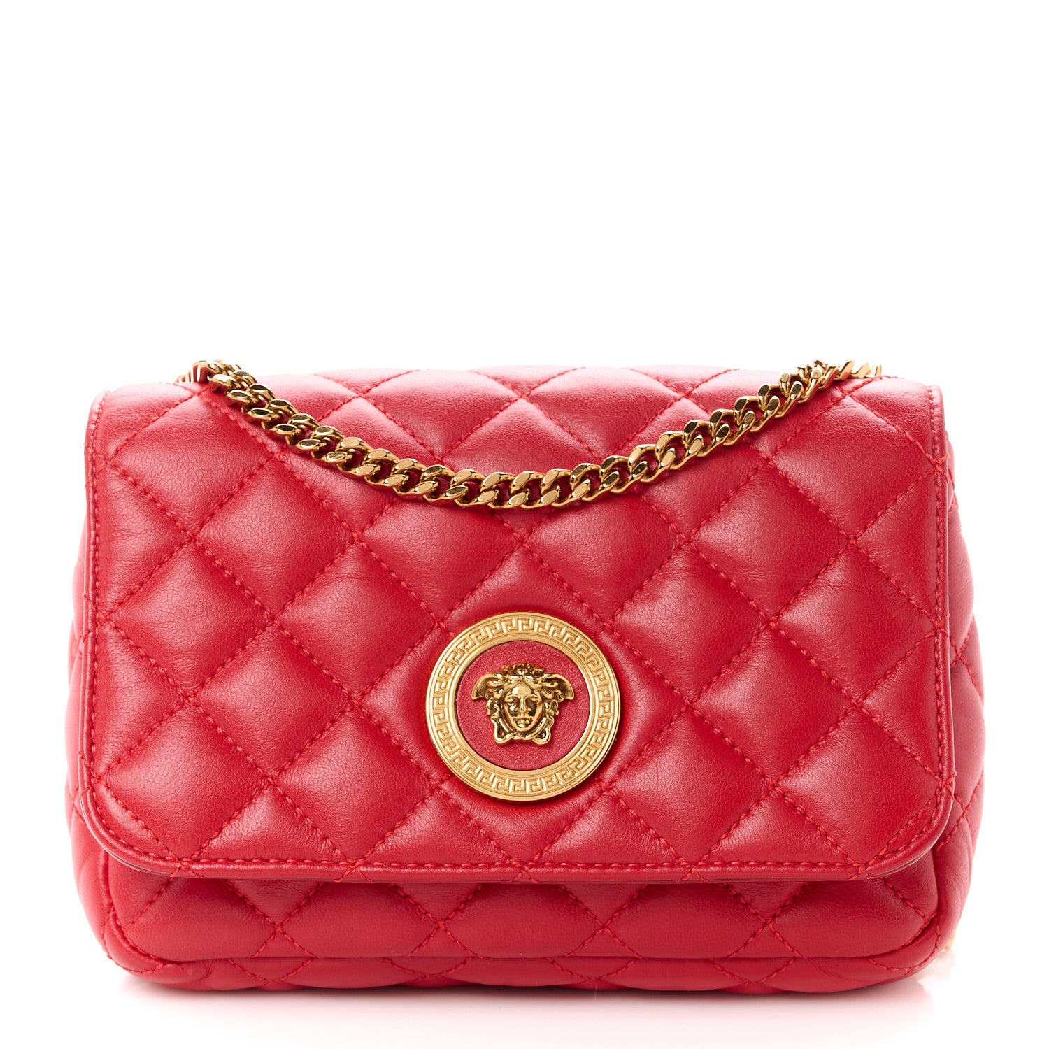 Versace Nappa Quilted Small Medusa Chain Crossbody Red 1 of 11