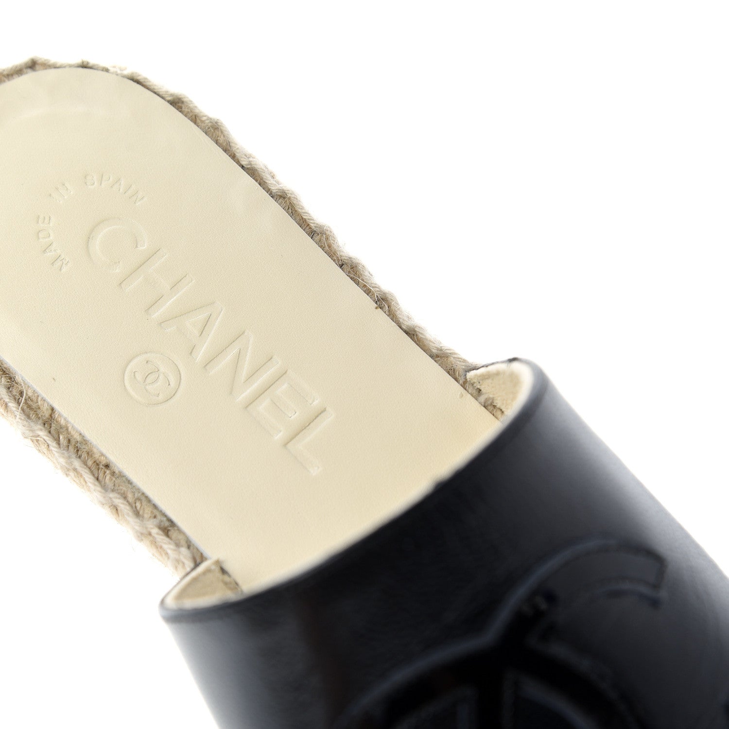 Chanel Iridescent Goatskin Patent CC Espadrille Mules 36 Black 8 of 11