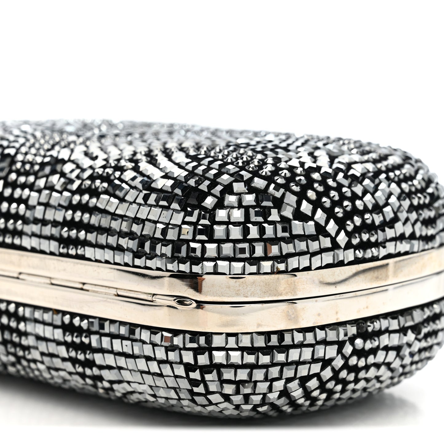 Crystal Knuckle Clutch Charm Silver Black Silver