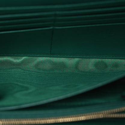 Gucci Azalea Calfskin Enamel Matelasse Diagonal Torchon GG Marmont Chain Wallet New Shamrock Emerald 5 of 13
