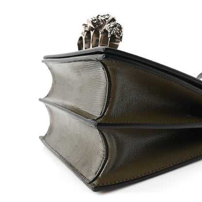 Alexander McQueen Lizard Embossed Calfskin Knuckle Crossbody Khaki 9 of 9