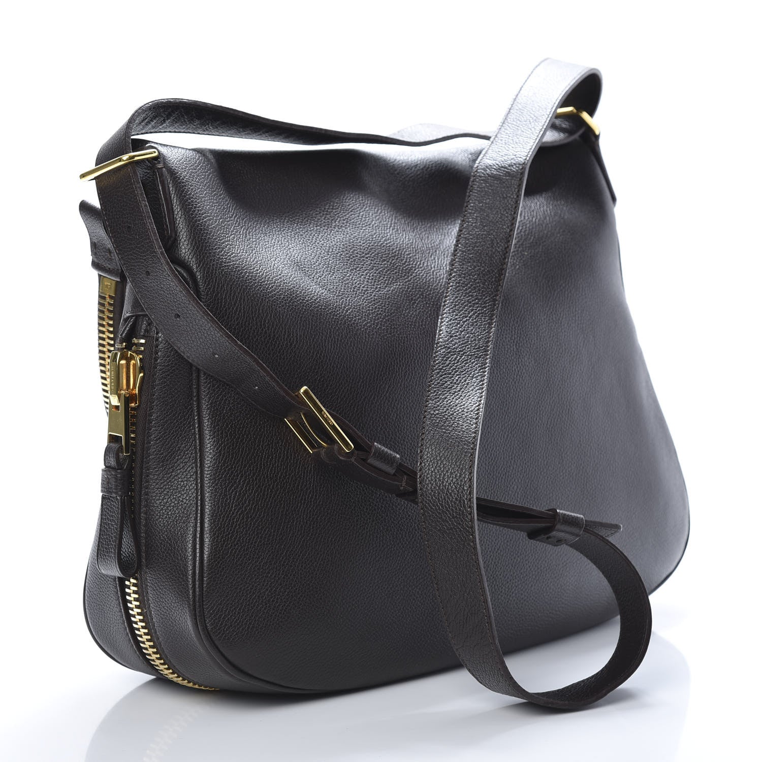 Tom Ford Pebbled Calfskin Large Jennifer Dark Brown 3 of 15