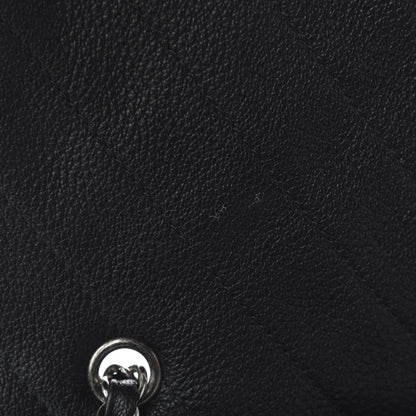Chanel Calfskin Chevron Quilted XXL Travel Flap Bag Black 8 of 12
