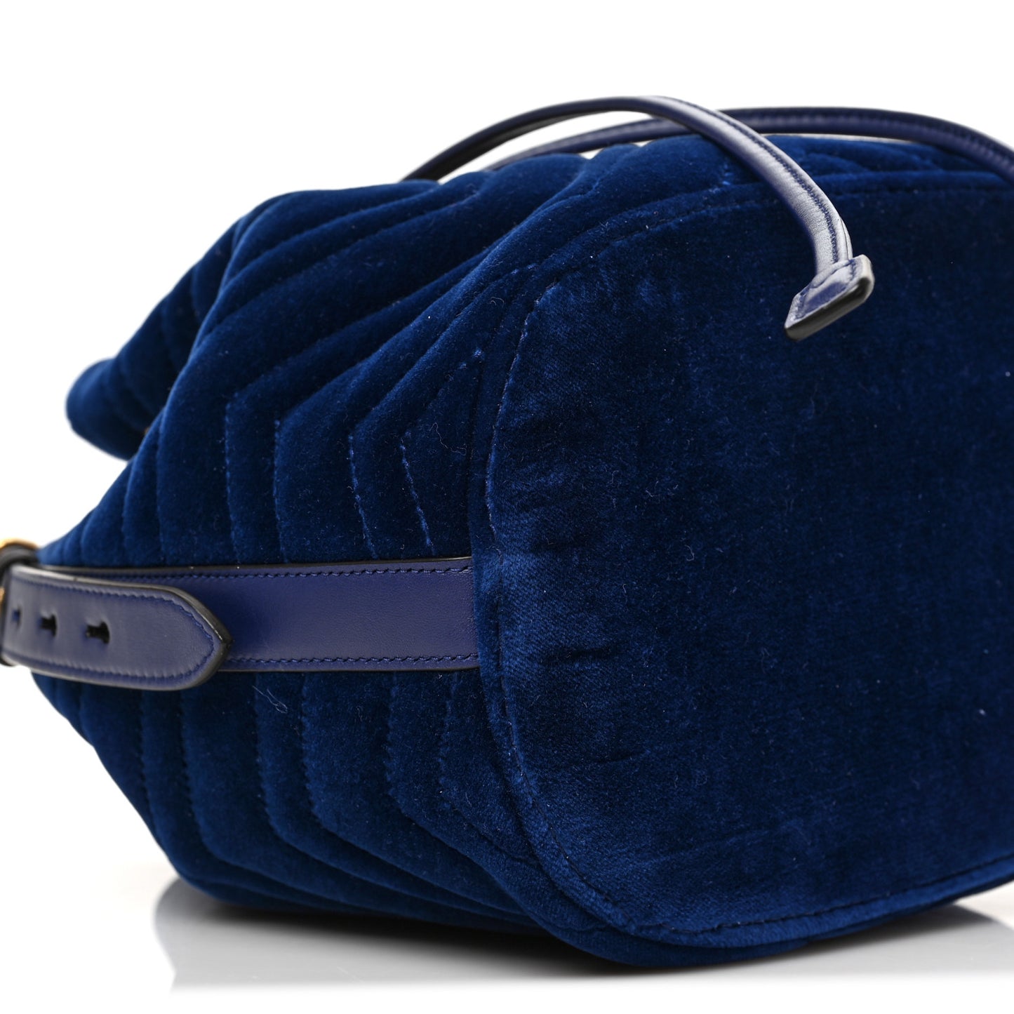 Velvet Matelasse GG Marmont Bucket Bag Cobalt Blue
