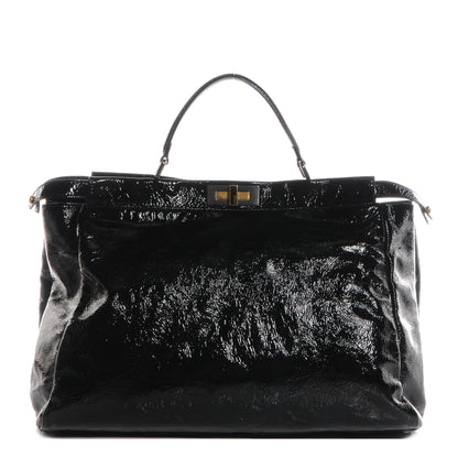 Fendi Patent XL Large Peekaboo Iconic Satchel Black 1 of 10