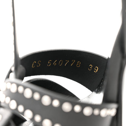 Saint Laurent Calfskin Eyelet Studded Tribute 105 Platform Sandals 39 Black 7 of 9