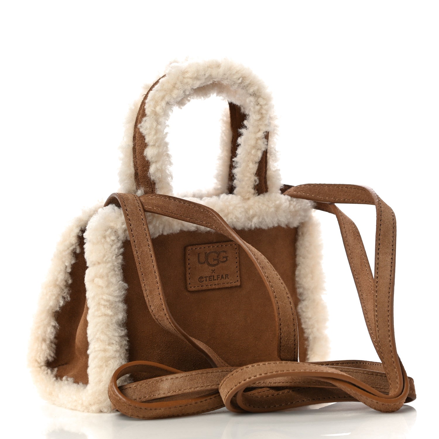 Telfar X UGG Suede Shearling Small Shopping Bag Chestnut 3 of 10