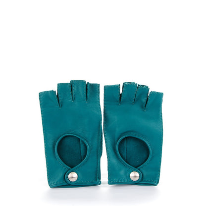 Hermes Lambskin Fingerless Clous de Selle Gloves Size 7 Malachite 2 of 5