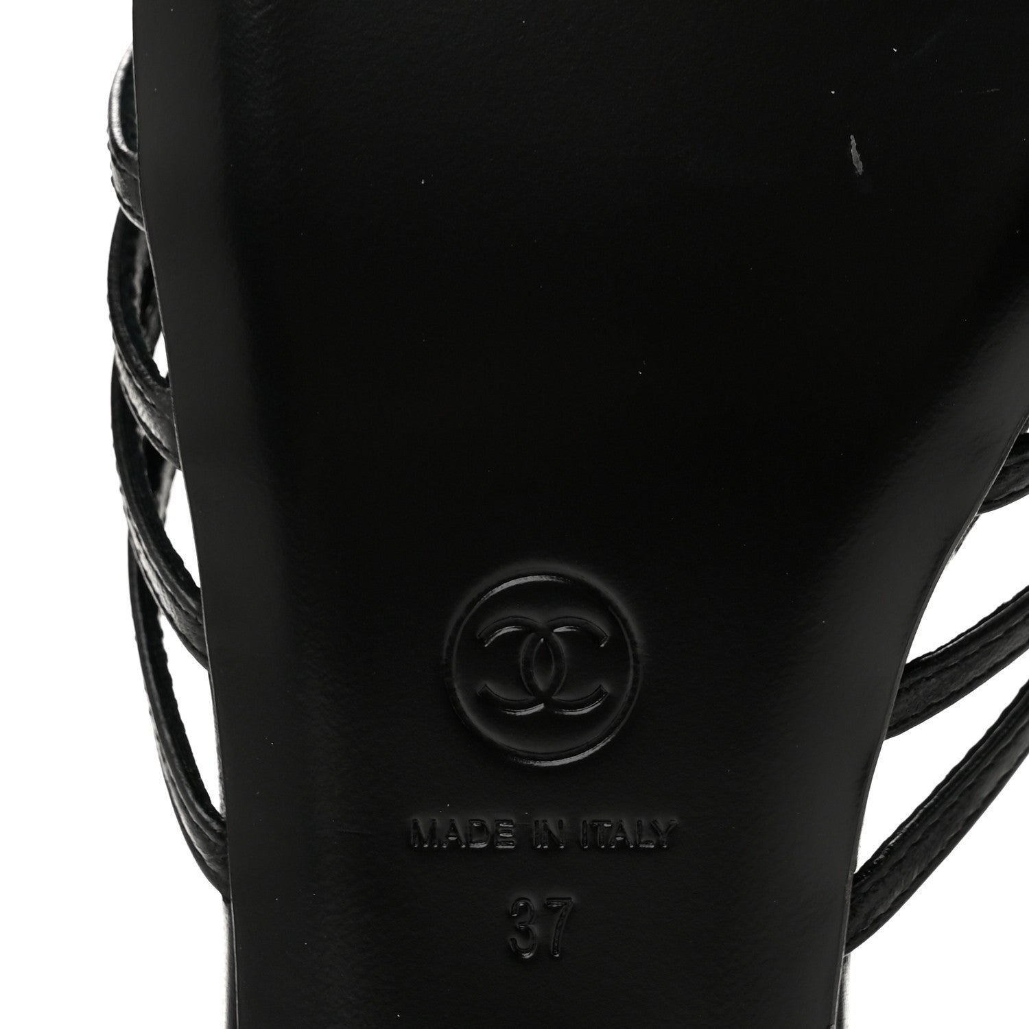 Chanel Goatskin Caged CC Slide Sandals 37 Black 8 of 9