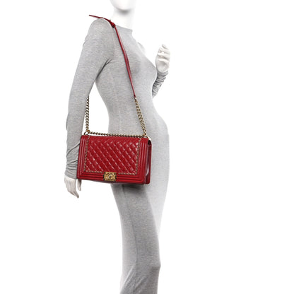 Chanel Aged Calfskin Quilted New Medium Jacket Boy Flap Dark Red 2 of 11