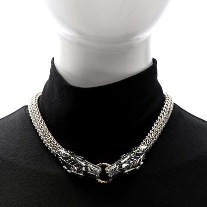 John Hardy Sterling Silver 18K Yellow Gold Blue Sapphire Legends Naga Dragon Head Necklace 2 of 4