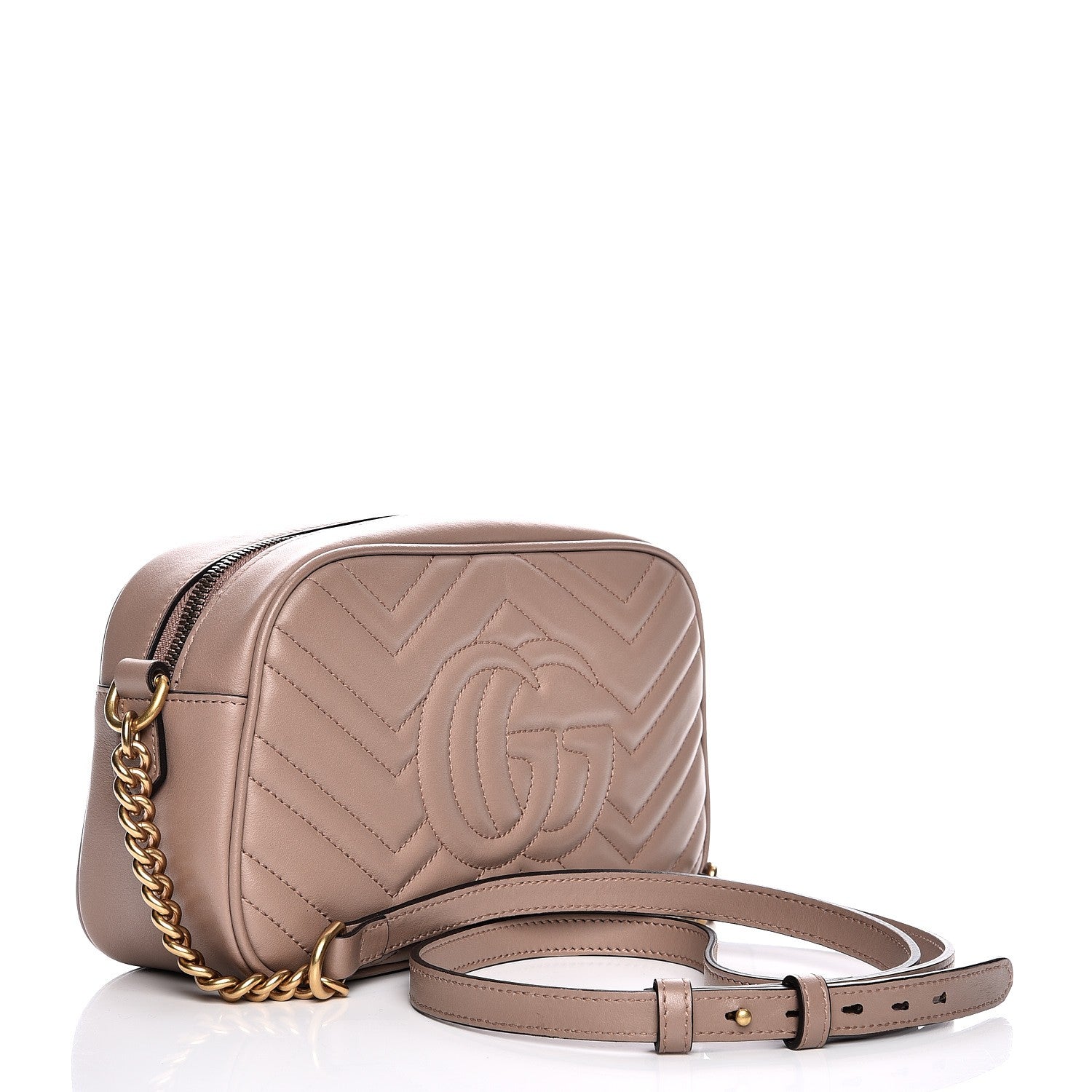 Gucci Calfskin Matelasse Small GG Marmont Chain Shoulder Bag Porcelain Rose 3 of 7
