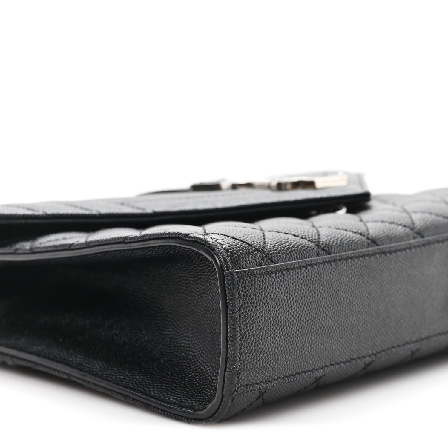 Saint Laurent Grain De Poudre Textured Mixed Matelasse Triquilt Medium Monogram Satchel Black 9 of 10