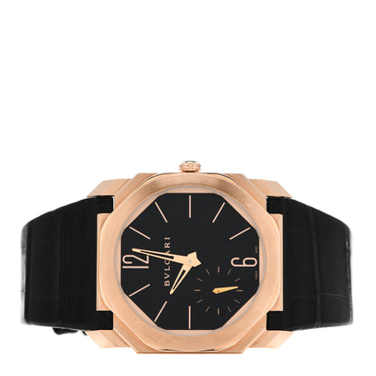 Bulgari 18K Rose Gold Alligator 40mm Octo Finissimo Extra Thin Manual Winding Watch Black 2 of 10
