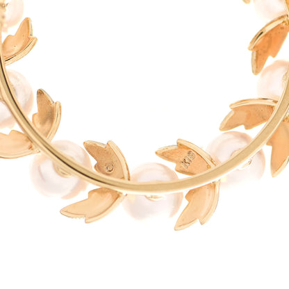 Mikimoto 18K Yellow Gold Akoya Pearl 5.5-6mm Wreath Pin Brooch 4 of 4