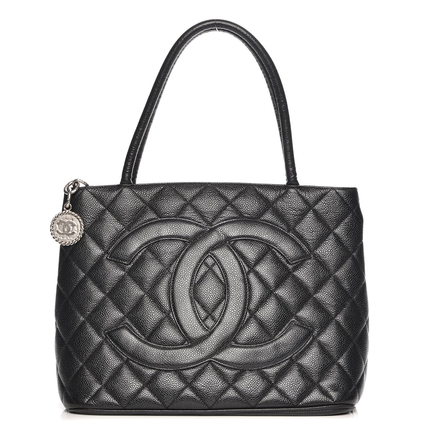 Caviar Quilted Medallion Tote Black