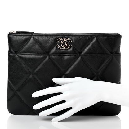 Chanel Goatskin Quilted Chanel 19 Pouch Black 2 of 7
