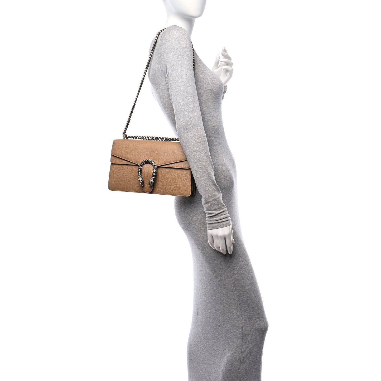 Dollar Calfskin Crystal Small Dionysus Shoulder Bag Natural Tan Black Diamond