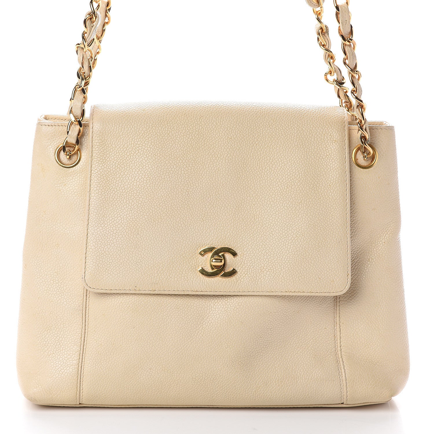 Chanel Caviar Flap Shoulder Bag Light Beige 7 of 9