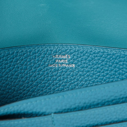 Hermes Taurillon Clemence Dogon Recto Verso Wallet Turquoise 6 of 10