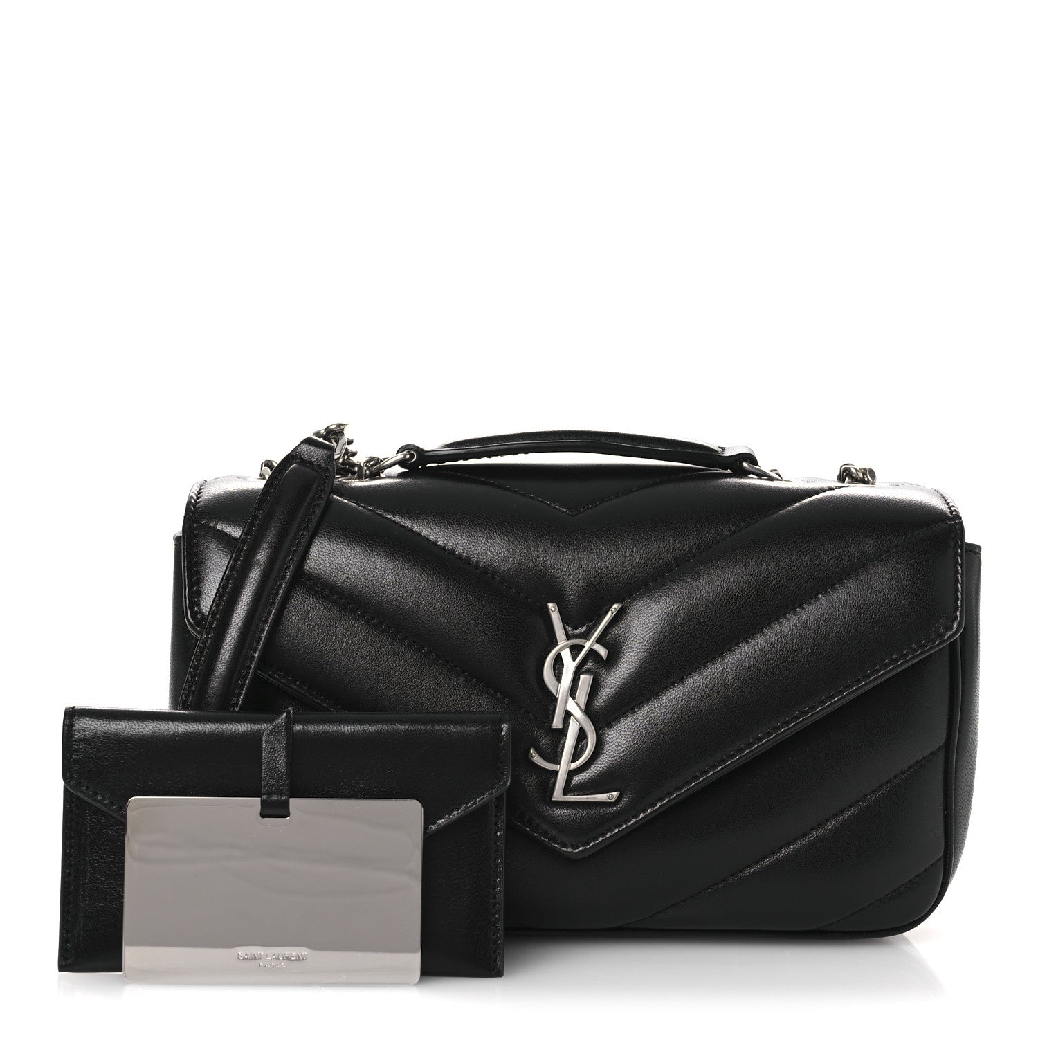 Saint Laurent Lambskin Chevron Quilted Small Loulou Black 3 of 13