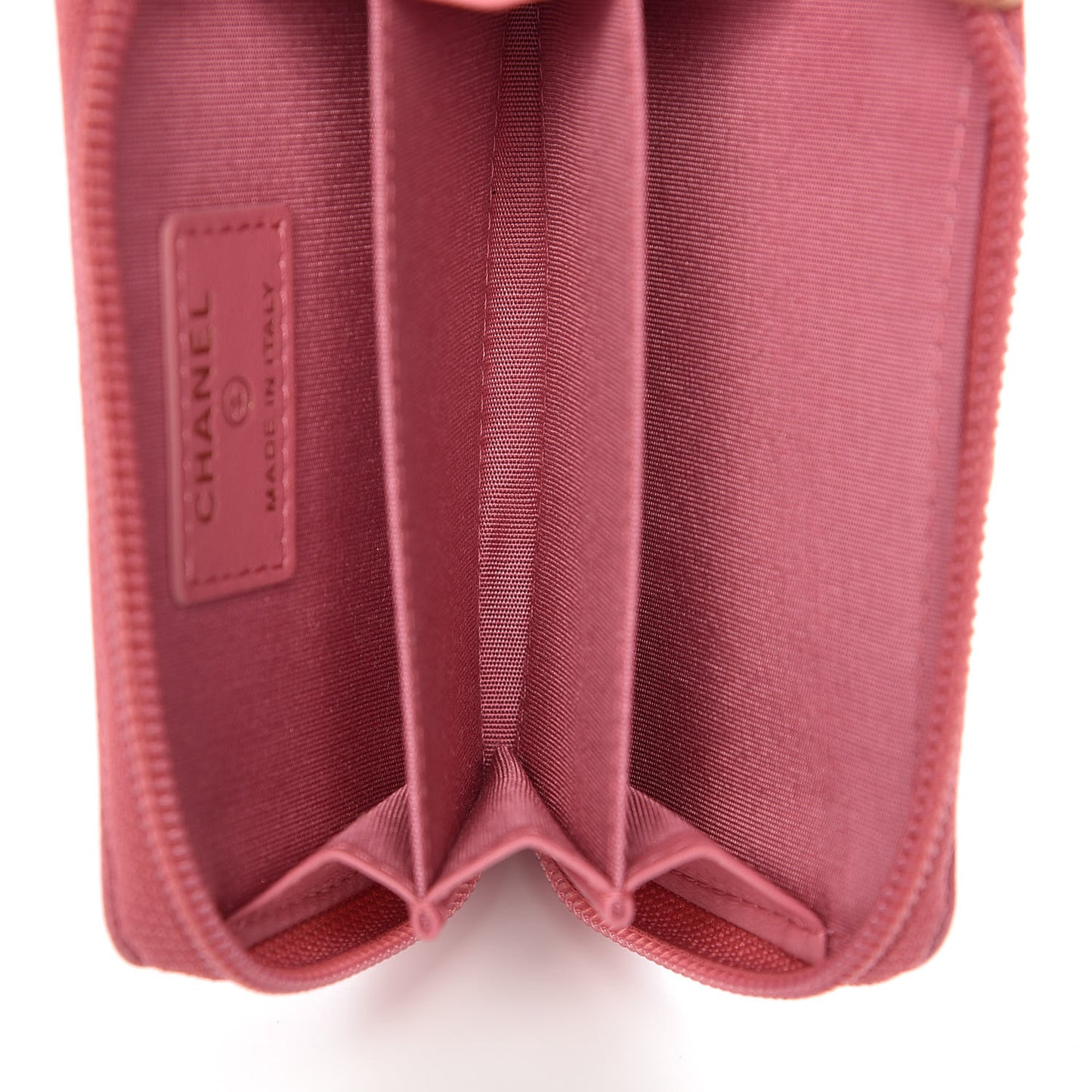 Caviar Chevron Quilted Boy Zip Around Coin Purse Wallet Dark Pink