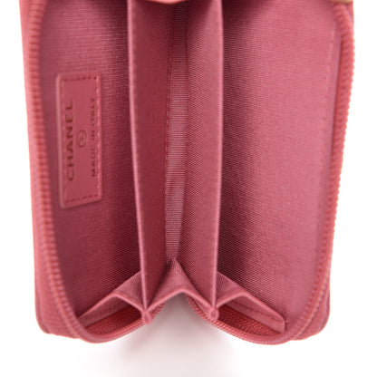 Chanel Caviar Chevron Quilted Boy Zip Around Coin Purse Wallet Dark Pink 5 of 8