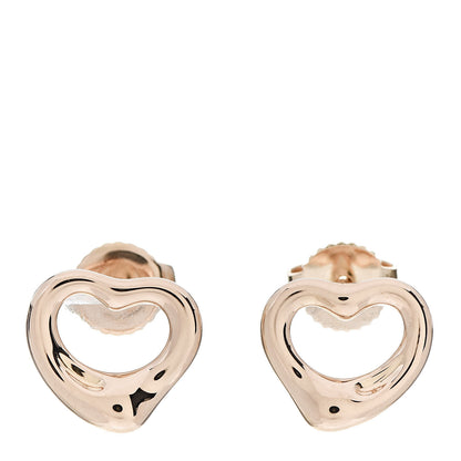 Tiffany 18K Rose Gold 7mm Elsa Peretti Open Heart Earrings 1 of 4