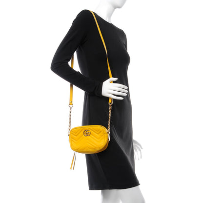 Gucci Calfskin Matelasse Mini GG Marmont Chain Shoulder Bag Stone Topaz 2 of 7