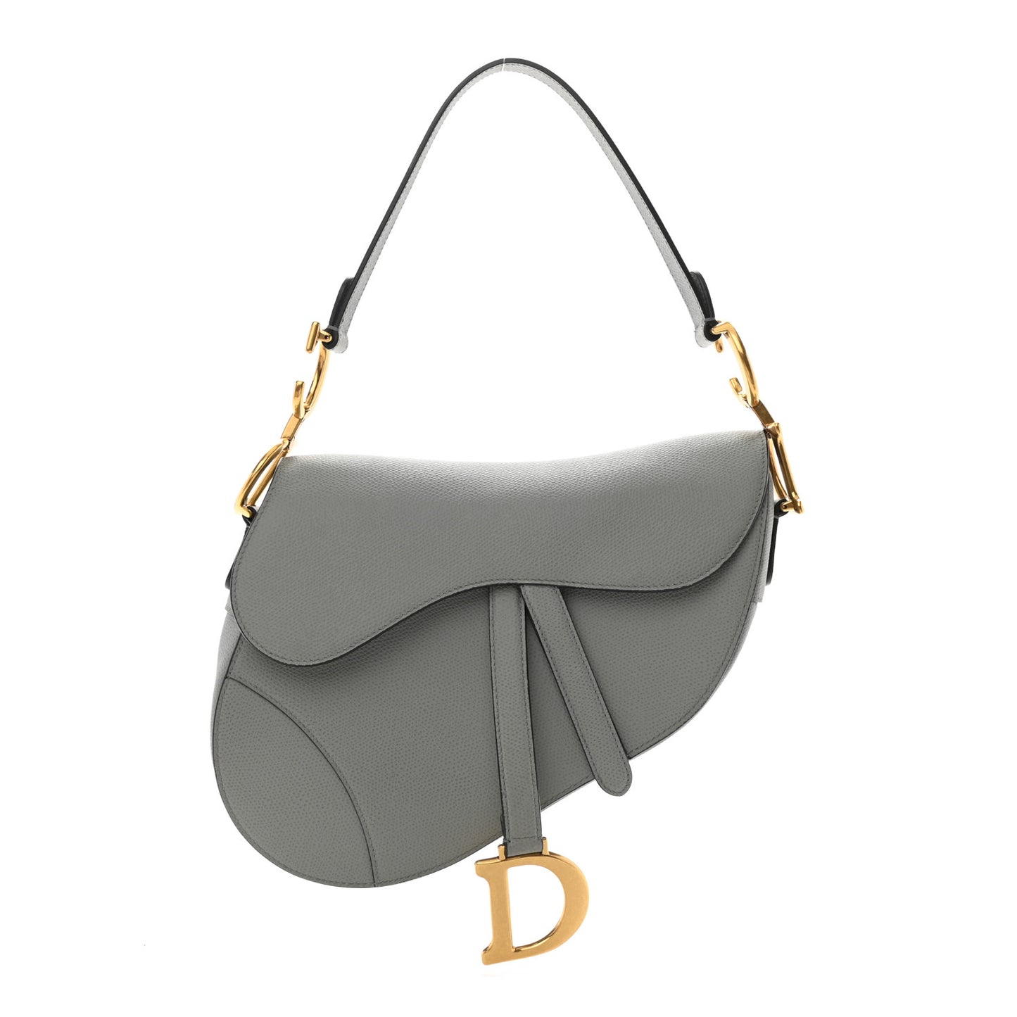 Grained Calfskin Saddle Bag Grey