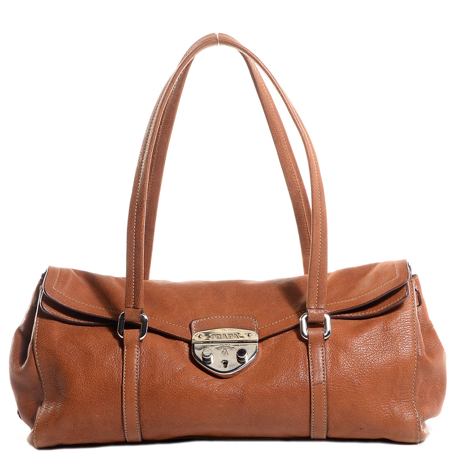 Prada Leather Easy Foldover Pushlock Satchel 1 of 9