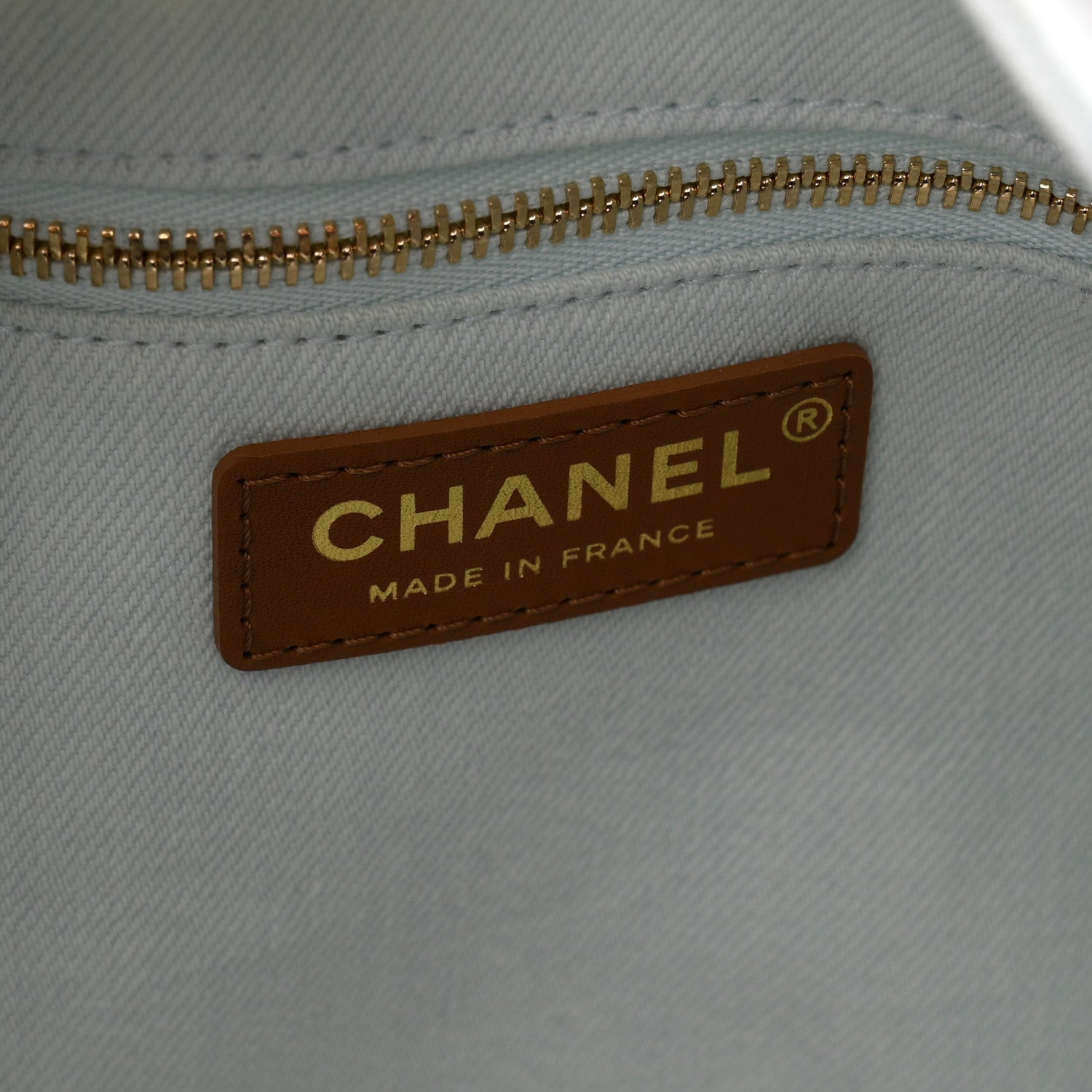Chanel Denim Calfskin Quilted Coco Beach Small Shopping Tote Light Blue Brown 7 of 11