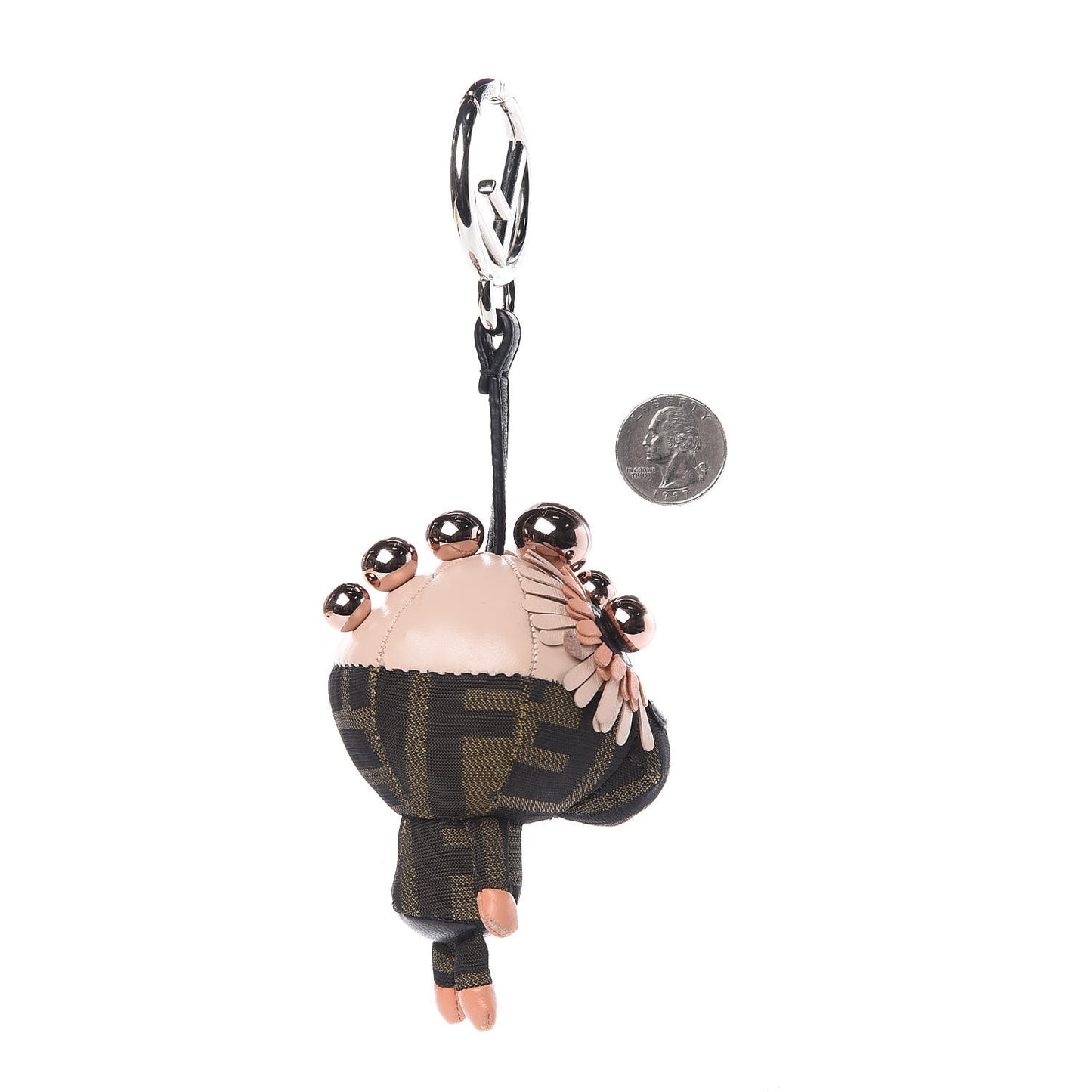 Shiny Nappa Zucca Pearl Fringe Space Monkey Bag Charm Plaster Albicocca Tobacco