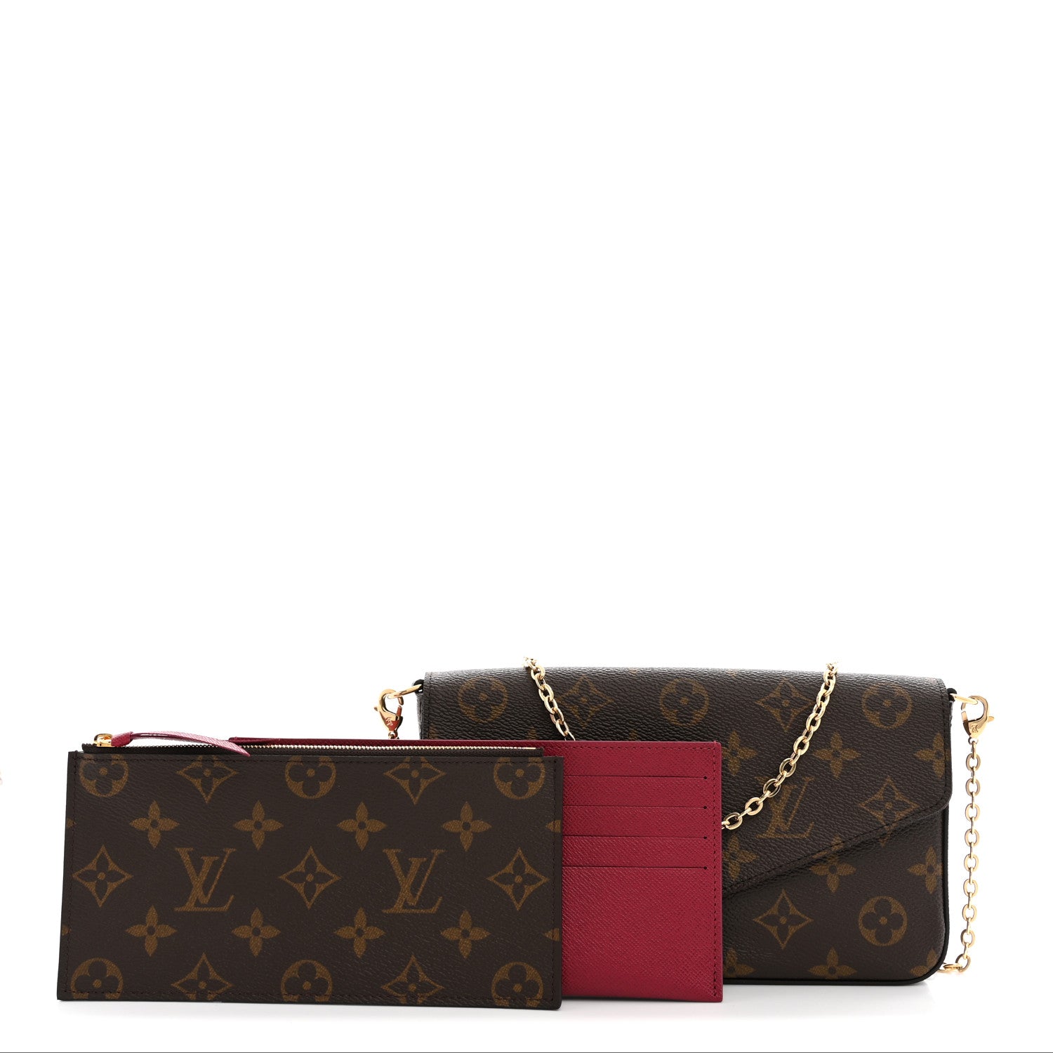 Louis Vuitton Monogram Pochette Felicie Chain Wallet Fuchsia 2 of 12
