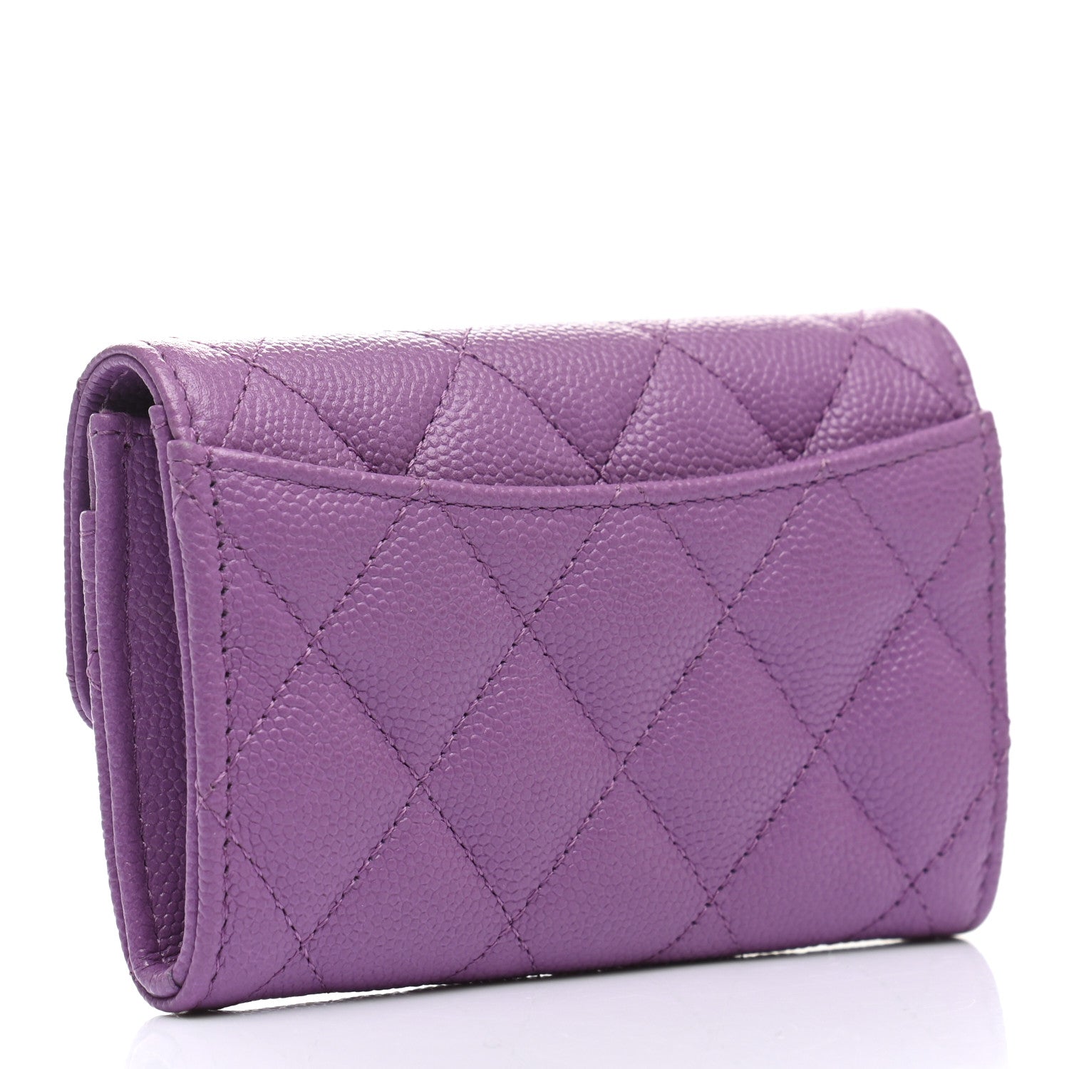 Chanel Caviar Quilted Flap Card Holder Wallet Purple 3 of 9
