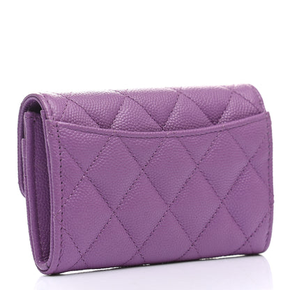 Chanel Caviar Quilted Flap Card Holder Wallet Purple 3 of 9