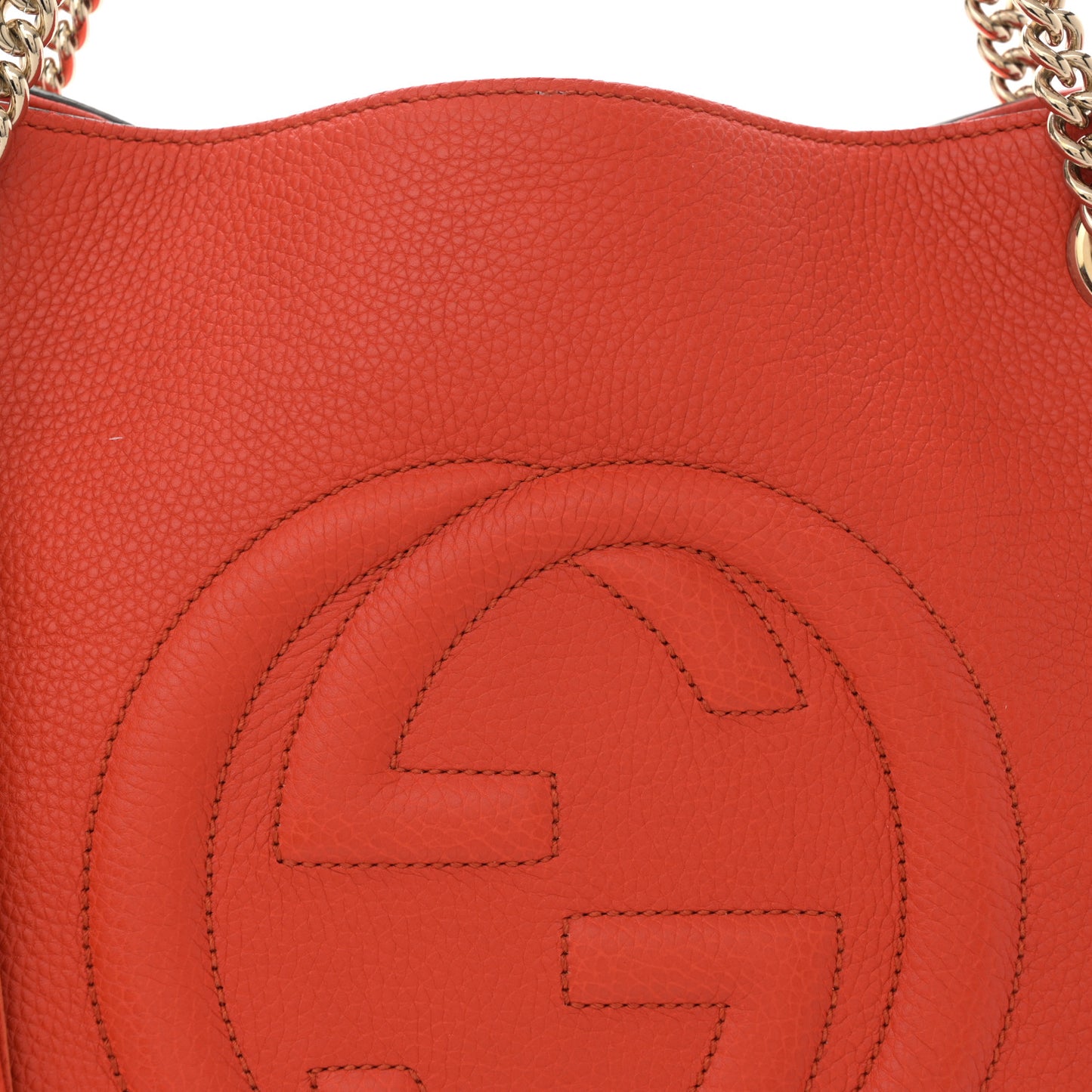 Pebbled Calfskin Medium Soho Chain Shoulder Bag Sun Orange