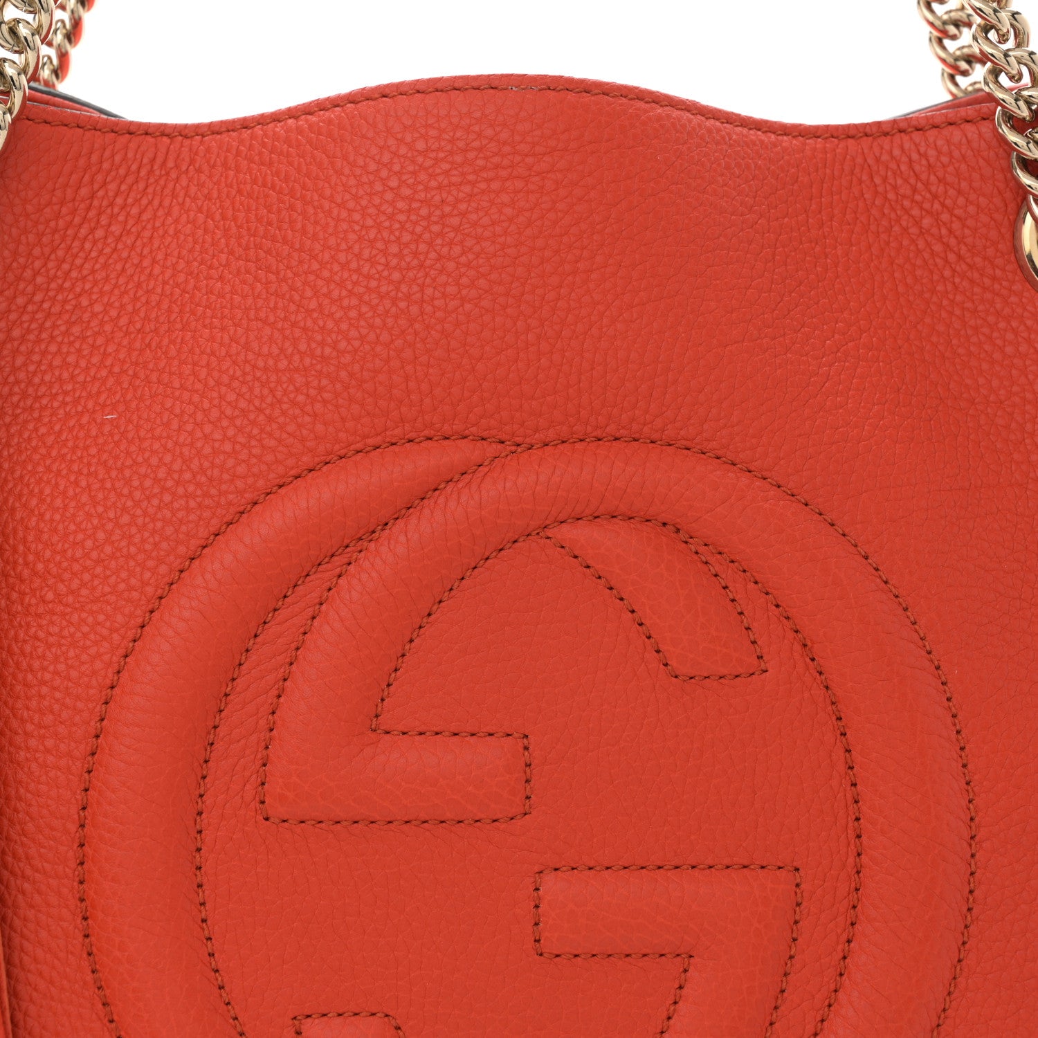 Gucci Pebbled Calfskin Medium Soho Chain Shoulder Bag Sun Orange 8 of 10