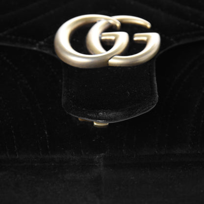 Gucci Velvet Matelasse Small GG Marmont Shoulder Bag Black 8 of 8