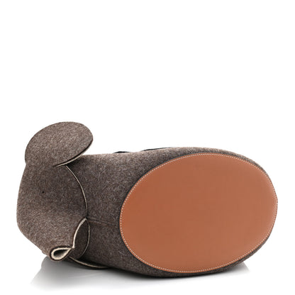 Loewe Calfskin Felt Elephant Basket Tote Brown Beige 4 of 11