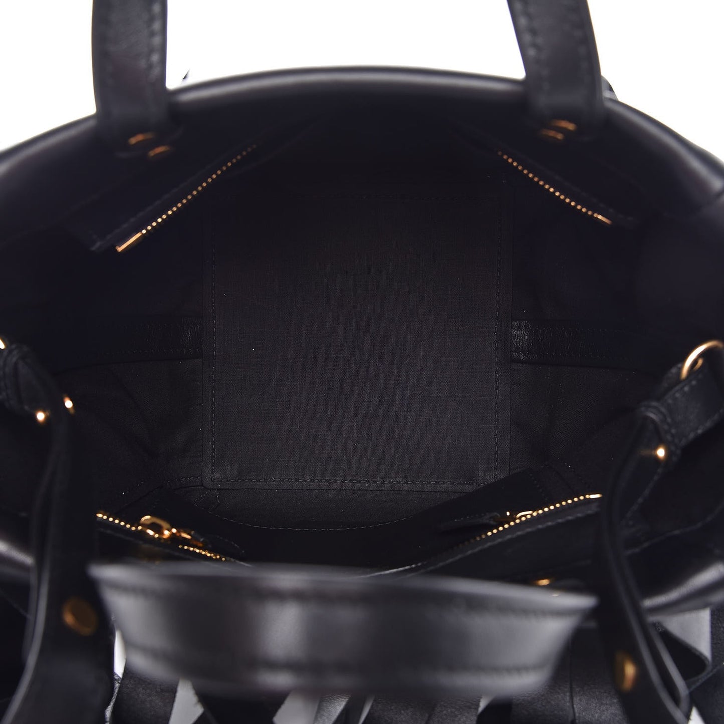 Calfskin XS Fringe Laundry Cabas Black